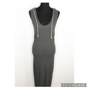 R&R Surplus charcoal gray hooded thermal tank maxi dress size Medium NWT